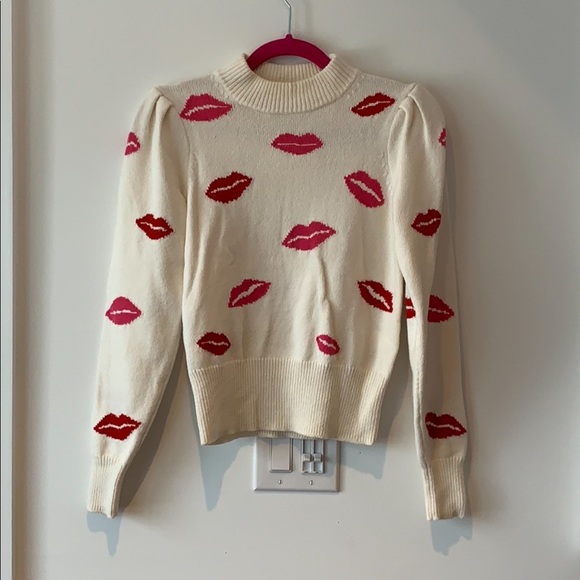 Kate Spade Kiss Lips Mockneck Sweater 